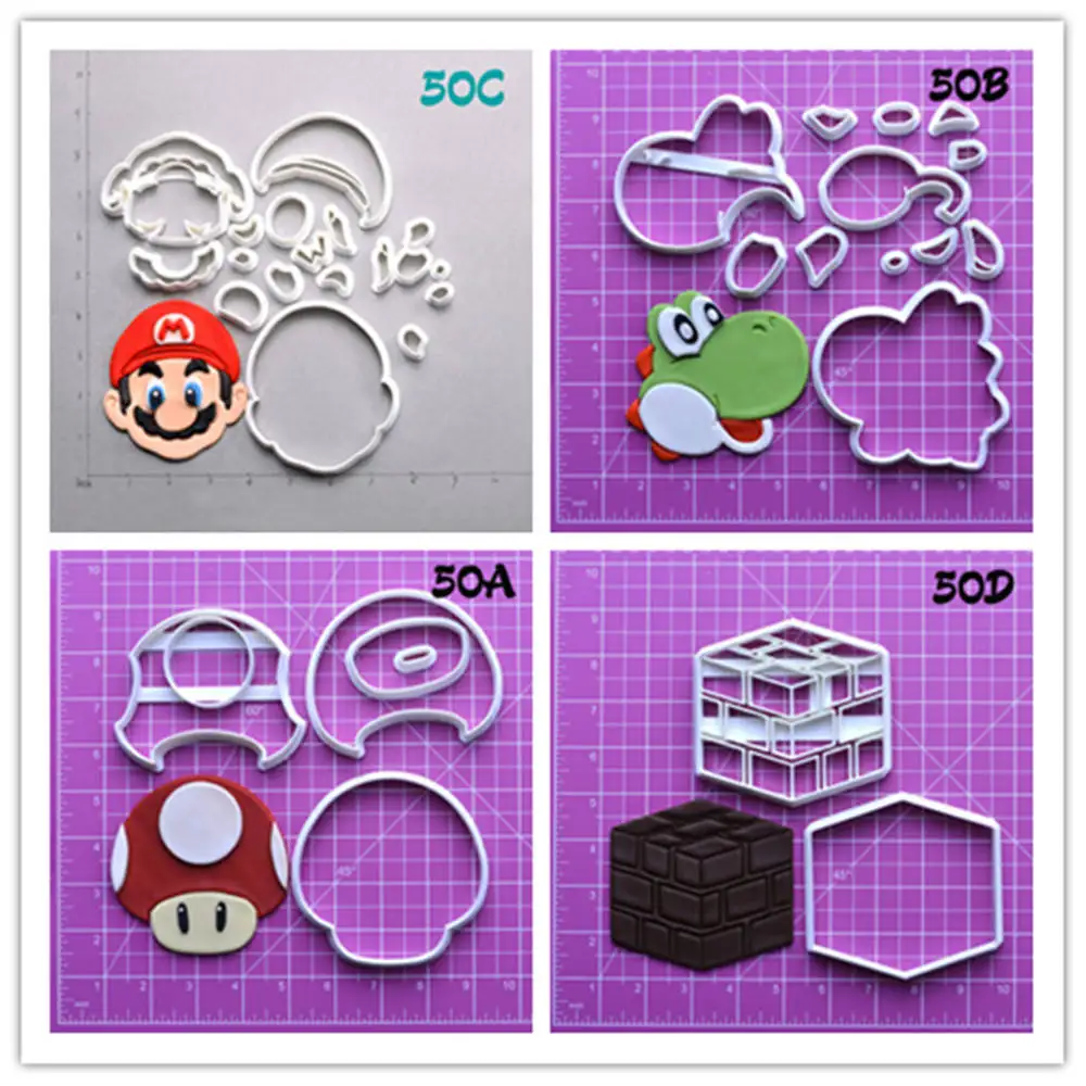 

Game Super Mario Cookie Cutter Set Custom Made 3D Printed Fondant Cupcake Top Mould Cake Decoration Tools Super Mario Cutter