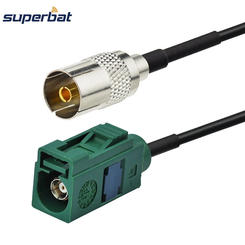 

Superbat Fakra Female Jack "E" straight to TV Jack straight pigtail cable RG174 15cm