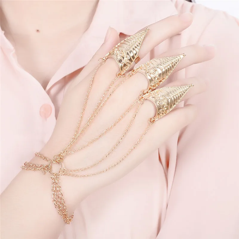 Женское кольцо цепь Pinksee золотое/Серебряное украшение на запястье аксессуары для