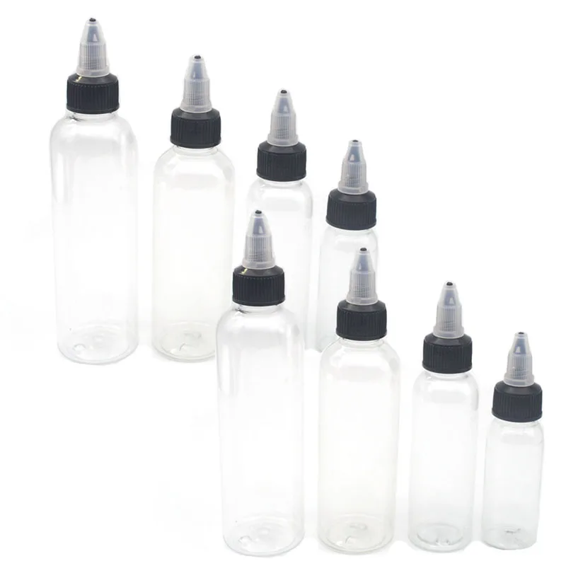

10PCS/lot Plastic Container 30ML 60ML 100ML 120ML Airbrush Ink Bottles Crystal Clear Spare Paint Ink Bottle Free Shipping