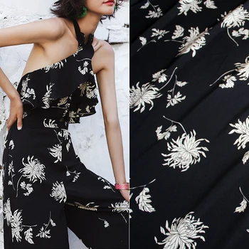 

Chrysanthemum printed fabric meter 150 cm non-perspective chiffon fabric material soft dress polyester fabric child fabrics