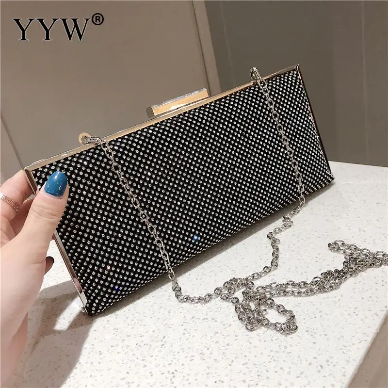 

Gold Women Evening Bag Party Banquet Clutch Female 2019 Wedding Clutches Handbag Chain Rhinestone Female Purse New Bolsas Mujer