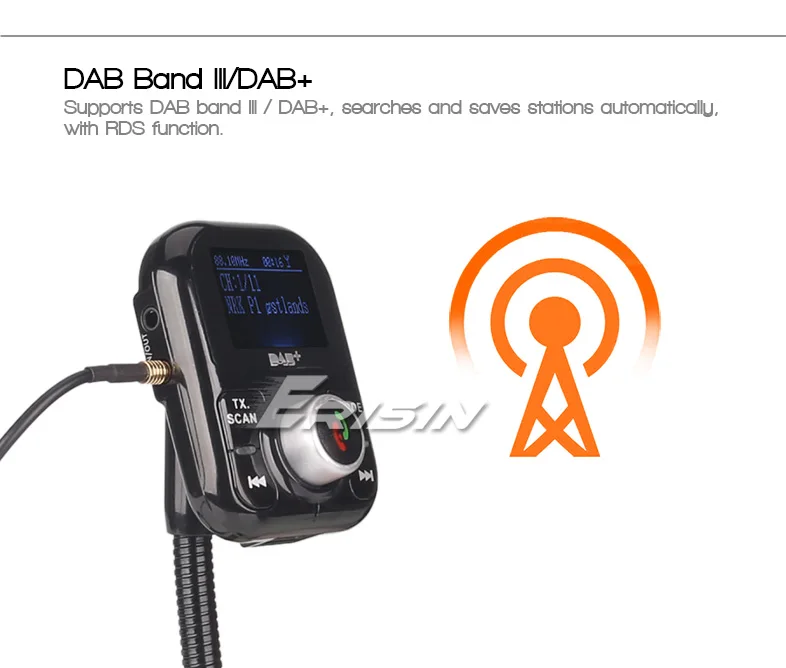 Erisin ES361 USB DAB+ цифровое радио lcd A2DP Bluetooth SD RDS fm-передатчик