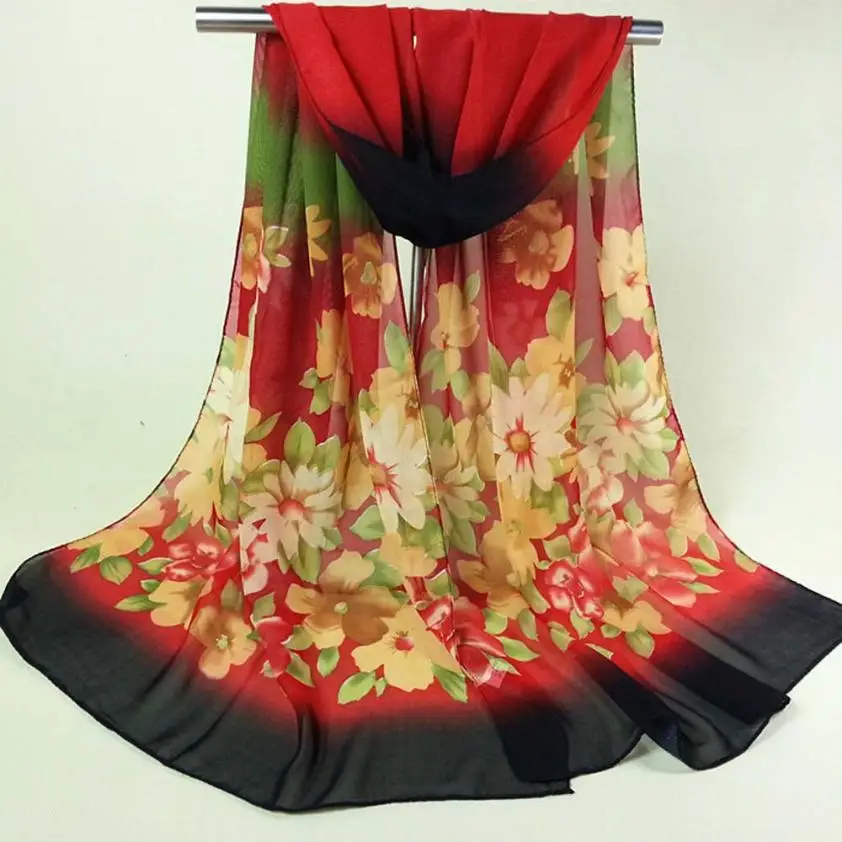 

KANCOOLD Scarves new high quality Chiffon Fashion Lady Print Flower Scarf Long Wrap Shawl scarves women chiffon jan25