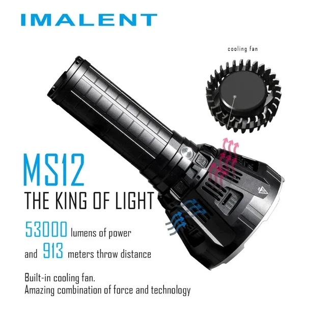 

1PC best price IMALENT MS12 Super bright flashlight 12 x CREE XHP 70 LED max 53000 beam shot 913 meter outdoor search torch with