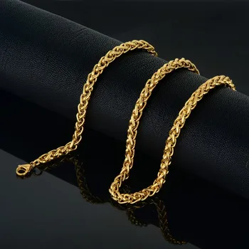 

Hiphop Gold Chains For Men Vintage Jewelry Wholesale Long 6MM Gold Color Rope Chain Necklace, Kpop Stainless Steel Chain