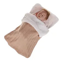 Толстые детские пеленать обёрточная бумага вязать конверт для сна для новорожденных Вязание Детские коляски теплые пеленание одеяло сна
