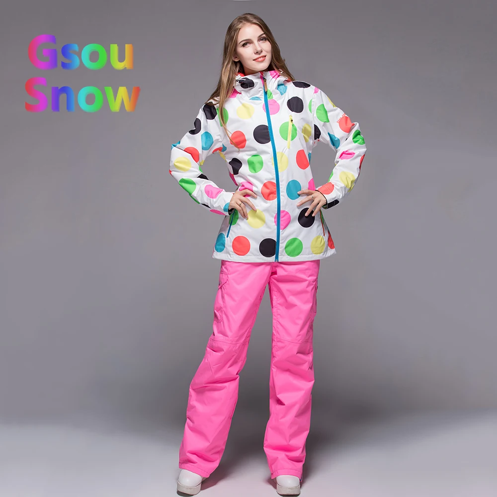 Gsou Sonw Outdoor Sports Winter Women's Skiing Clothing Snowboarding Sets Warmer Ski Jackets Waterproof Ski Pants Suits