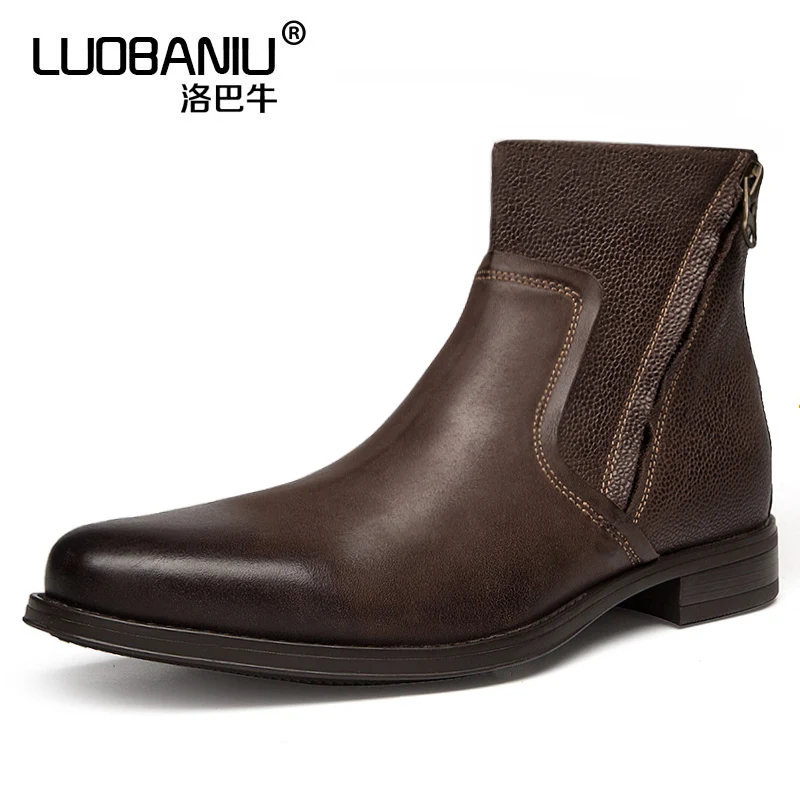 Botas Chelsea de punta estrecha para hombre, botines de media caña de cuero  Real Oxfords, zapatos informales Retro, talla grande, Otoño e  Invierno|Botinas| - AliExpress