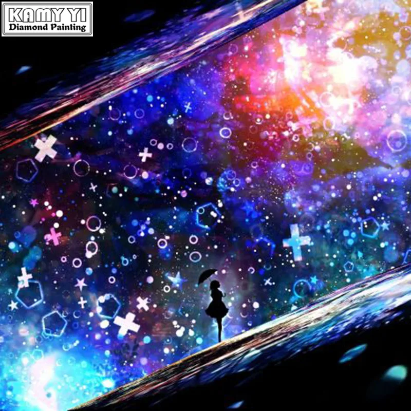 Полный квадратный/круглый дрель 5D DIY Алмазная Galaxy girl 3D Вышивка крестом Мозаика