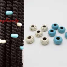 10 шт./лот Бирюзовый натуральный камень волос оплетка dread дредлок бусины манжеты кольца трубки ювелирные аксессуары для дредов