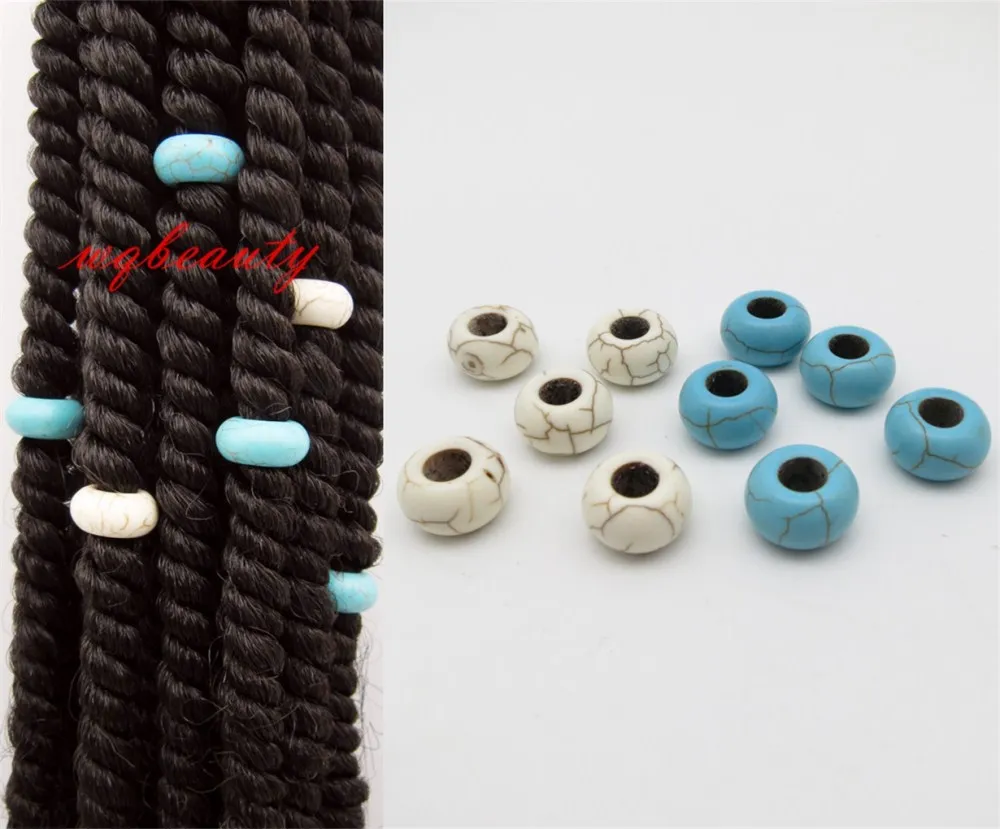 

10PCS/Lot Turquoise Natural stone hair braid dread dreadlock Beads cuffs rings tube Jewelry dreadlock accessories