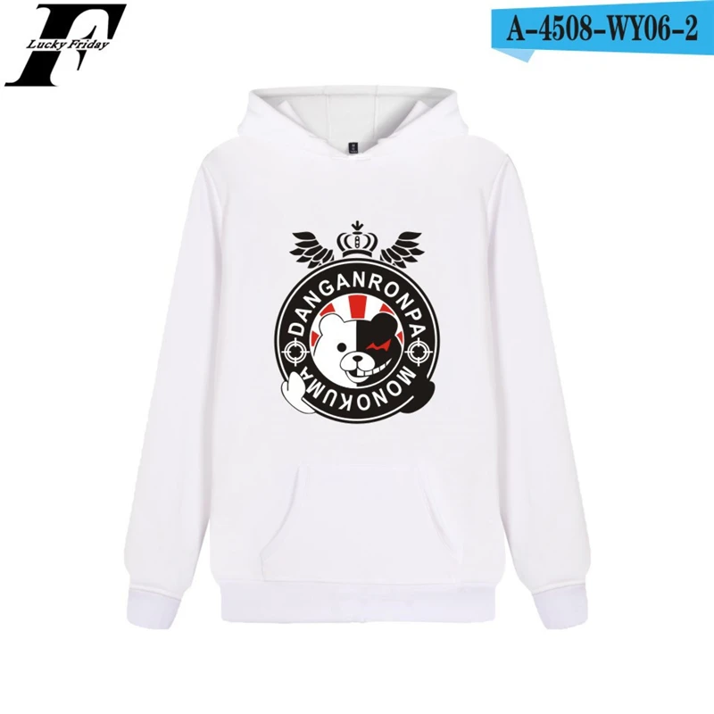 

Danganronpa Sweatshirt Black White Bear Monokuma Men Women Hoodies Oversized Game Clothes Cotton Printed Clothes Boys Clothings