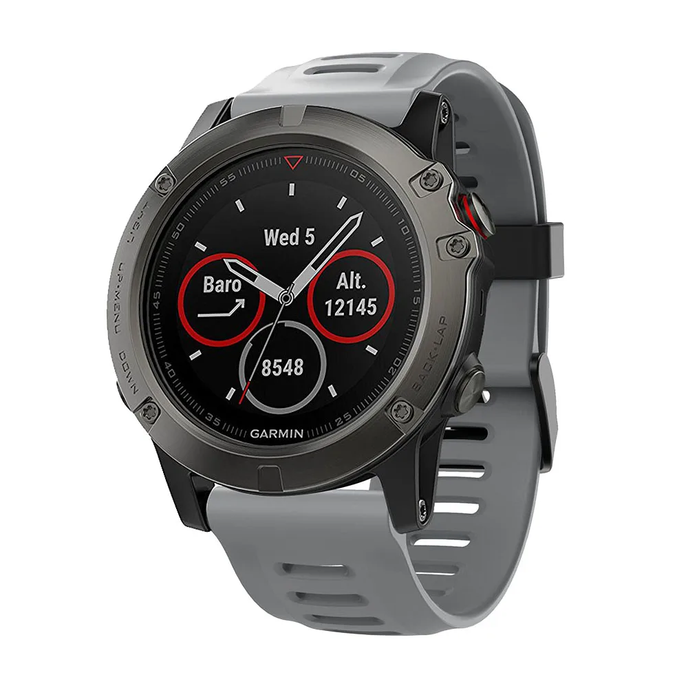 Для Garmin Fenix 5X5 5S Plus 3 3 HR 26 22 20 мм ремешок для часов быстросъемный силиконовый легкий ремешок - Цвет: Серый