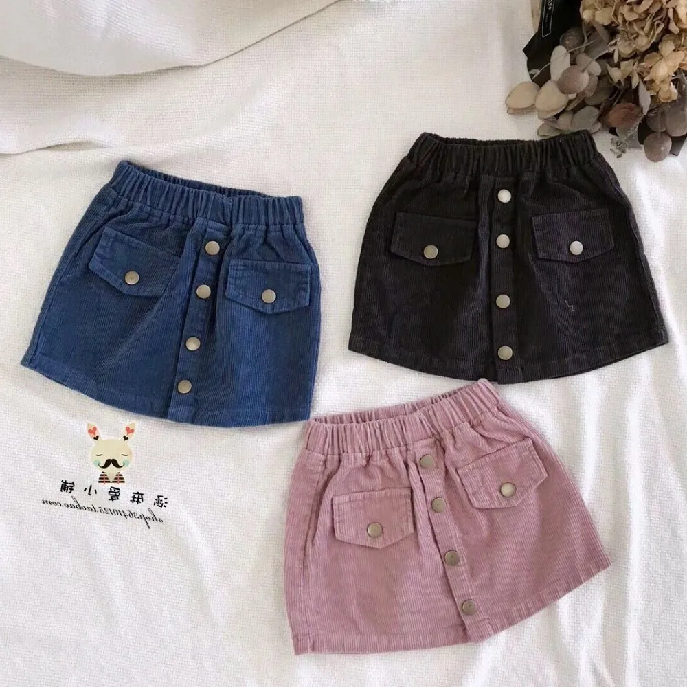Baby Girl Skirt Casual Solid Color Corduroy Tutu Skirt 2 3 4 5 6 T