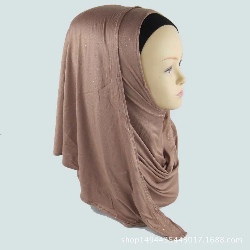 Блестящий простой один петля мгновенный хиджаб шаль Модальная Джерси мусульманские шарфы мусульманский хиджаб тюрбан простой женский косынка-шарф