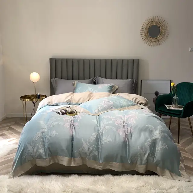 100 Bamboo Fiber Satin Duvet Cover Set European Style Bedding