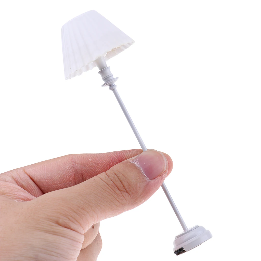1:12 Scale 1/6 Dollhouse Miniature Furniture Living Room Bedroom Decoration LED Floor Lamp Light Model w/ White Light Cover