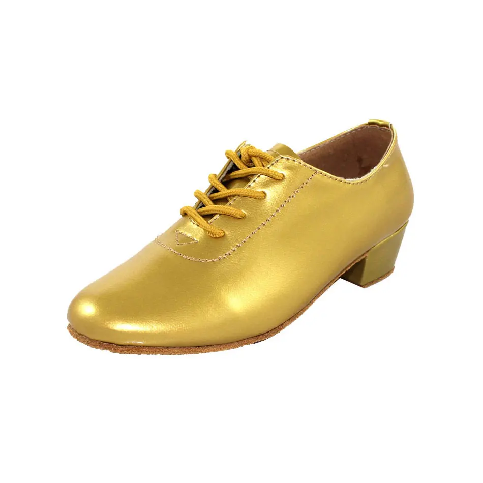 MSMAX LDM 6 Dance Shoes Boys Gold Patent Leather Square Heel Latin