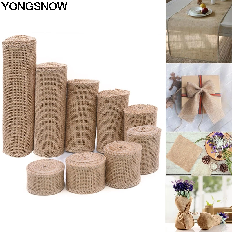 

2/5Yard 3-30cm Natural Jute Burlap Hessian Rolls Rustic Vintage Ribbon Wedding Party Decor DIY Craft Gift Wrapping Xmas Ornament