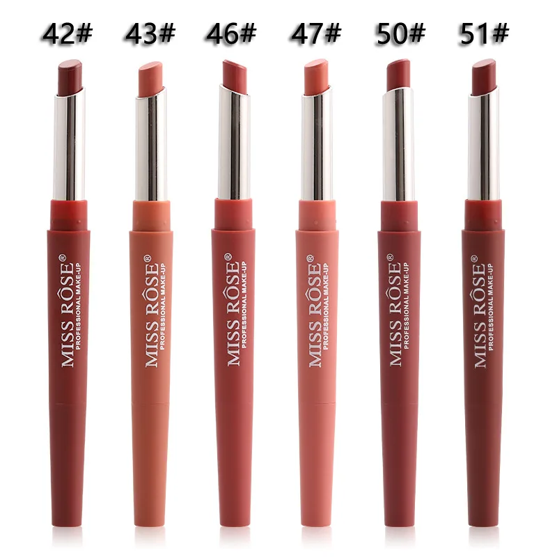 Sexy Nude Color Double-end Lip Makeup Lipstick Pencil Waterproof Lasting Tint Lip Stick Beauty Matte Liner Pen Lipstick 20 Color