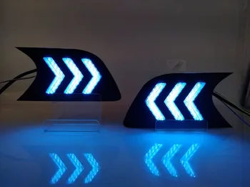 

eOsuns led drl daytime running light for Chevrolet malibu 2012-2015 with moving yellow turn signals and blue night running light
