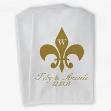 Изготовленный На Заказ Флер де Лис монограмммированный Свадебный попкорн конфеты буфет леденец сумки свадебный душ пекарня печенье десерты подарок сувениры мешки