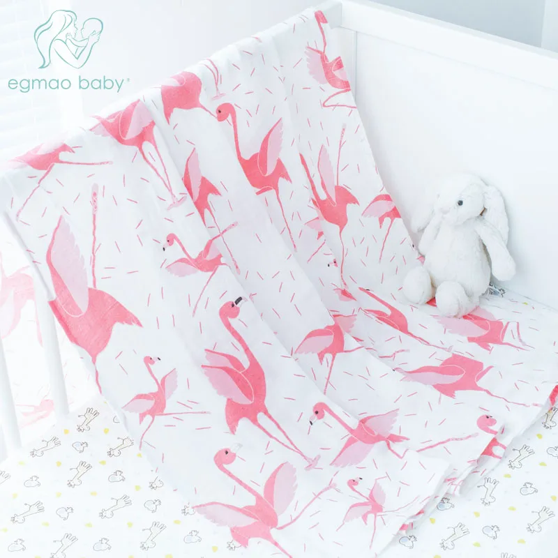 

3Pcs/Lot Flamingo Baby Swaddle 70% Bamboo 30% Cotton Baby Blanket Diapers Envelope For Newborns Wrap Baby Bamboo Bedding Linens