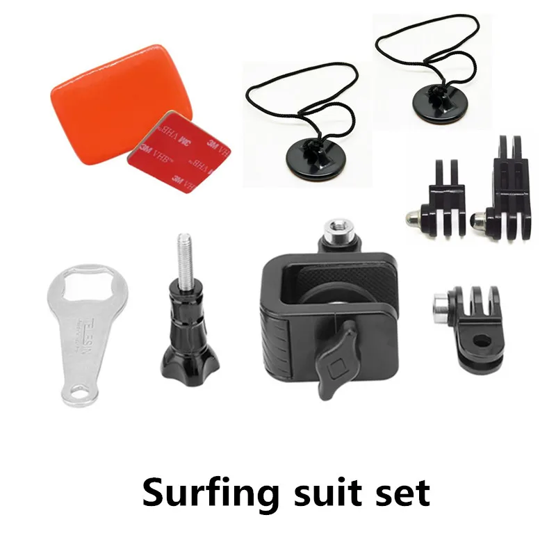 TELESIN для Gopro аксессуары адаптер для серфинга вейкбординг Сноубординг скутер для Gopro Hero 6 5 4 3 XiaomiYI SJ - Цвет: Surfing suit set