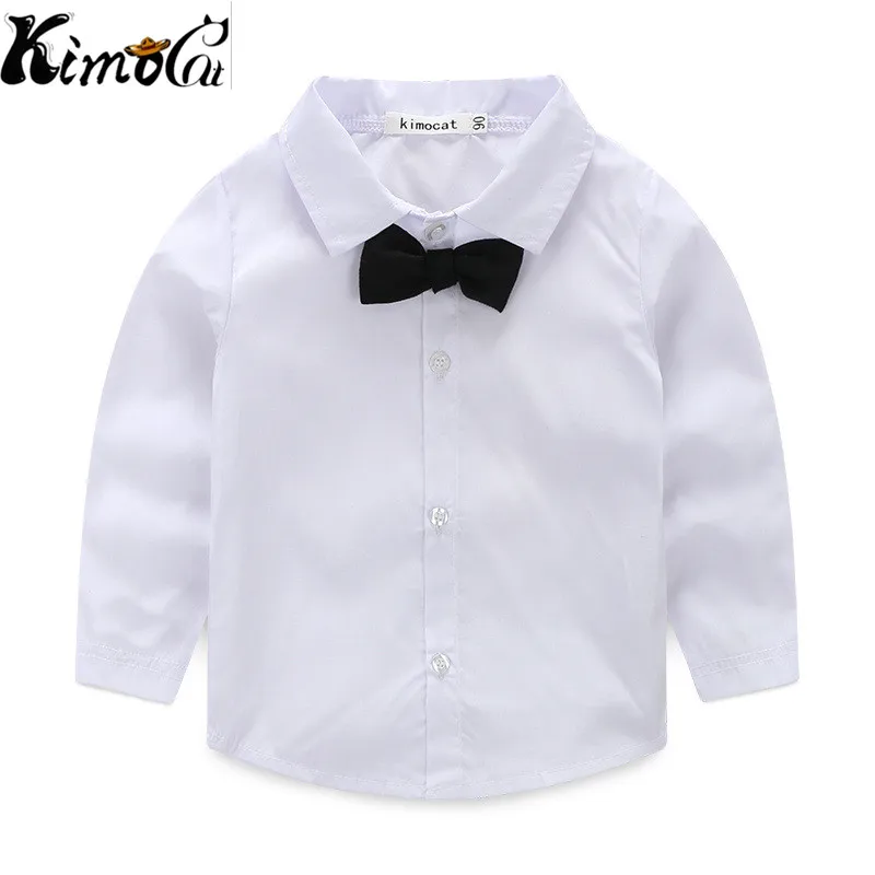 Kimocat/Новая высококачественная весенне-осенняя хлопковая рубашка с длинными рукавами в джентльменском стиле детский танцевальный комплект с бантом из 3 предметов(пиджак+ рубашка+ штаны