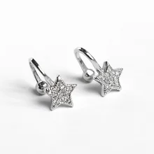 Elitven Star Ear Cuff Clip on C Earrings 925 Sterling Silver Korea Earrings for Women Girls Jewelry Birthday Gifts pinksee hot korean chic gold silver color star ear bone clip on ear cuff clip earrings for women jewelry gifts