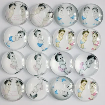 

25mm Random Mixed Crown Angel Baby Round Glass Cabochon Flatback Photo Base Tray Blank DIY Making Accessories 10pcs/lot K02844