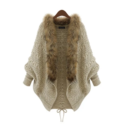 

2016Winter Open Cardigan Poncho Capes Pull Femme Autumn Women Fashion Knitted Wool Sweater Jacket Bat Sleeve Shrug
