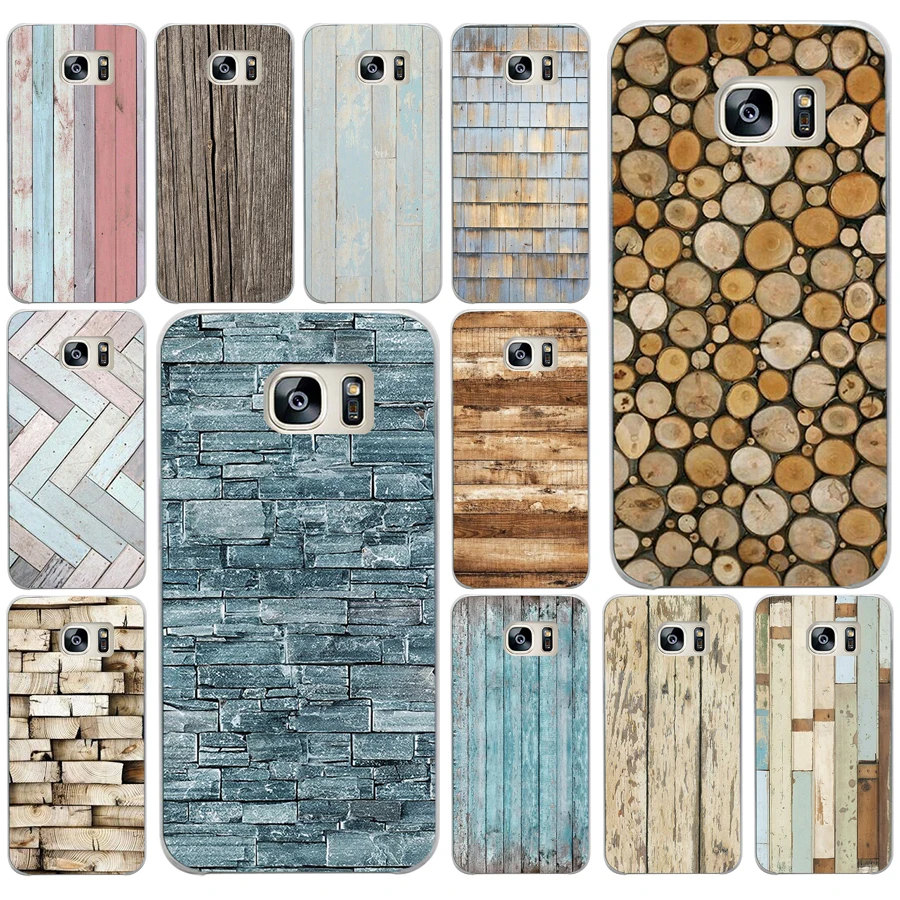 

216AD Pastel wooden colour blocking Hard Transparent Cover Case for Samsung Galaxy S4 S5 Mini S6 S6 S8 S9 edge plus S7 Edge