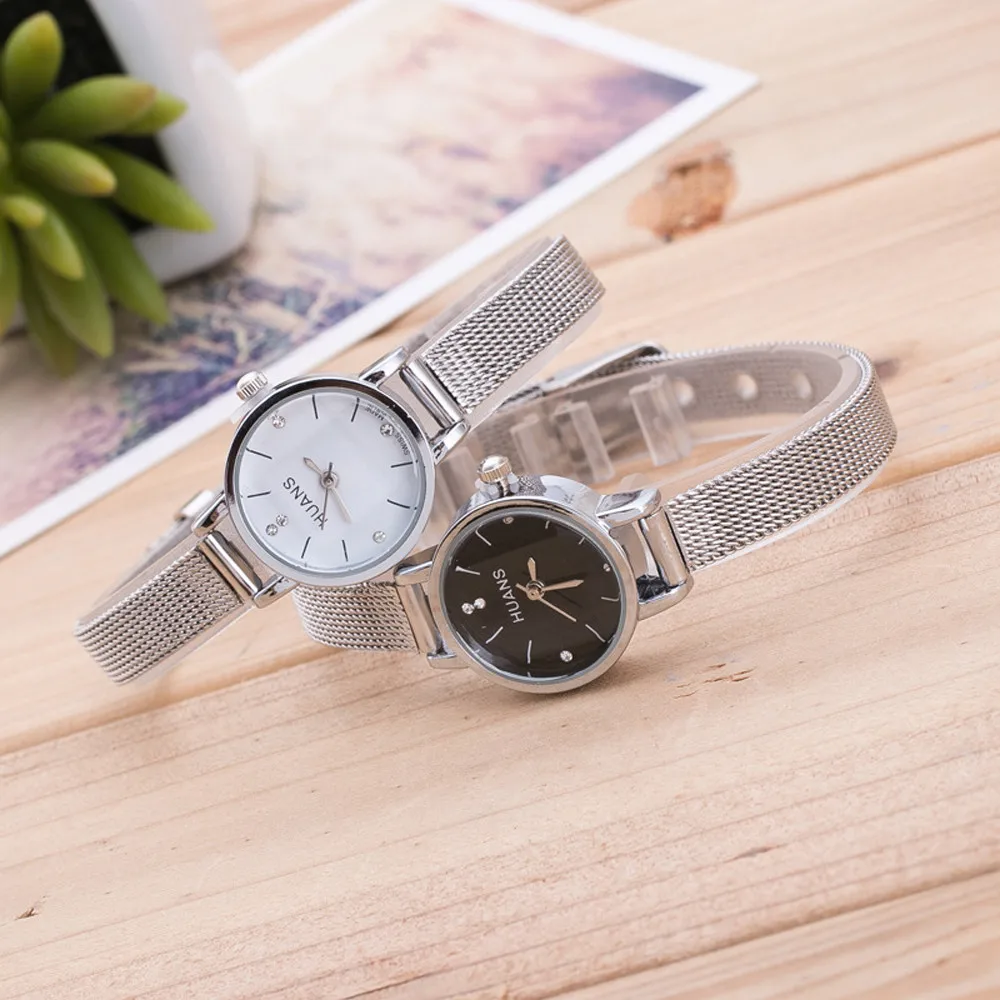 Кварцевые наручные часы для женщин, маленький круглый циферблат, нержавеющая ткань, сетчатый ремешок, простые повседневные женские часы, Relogio Feminino#121