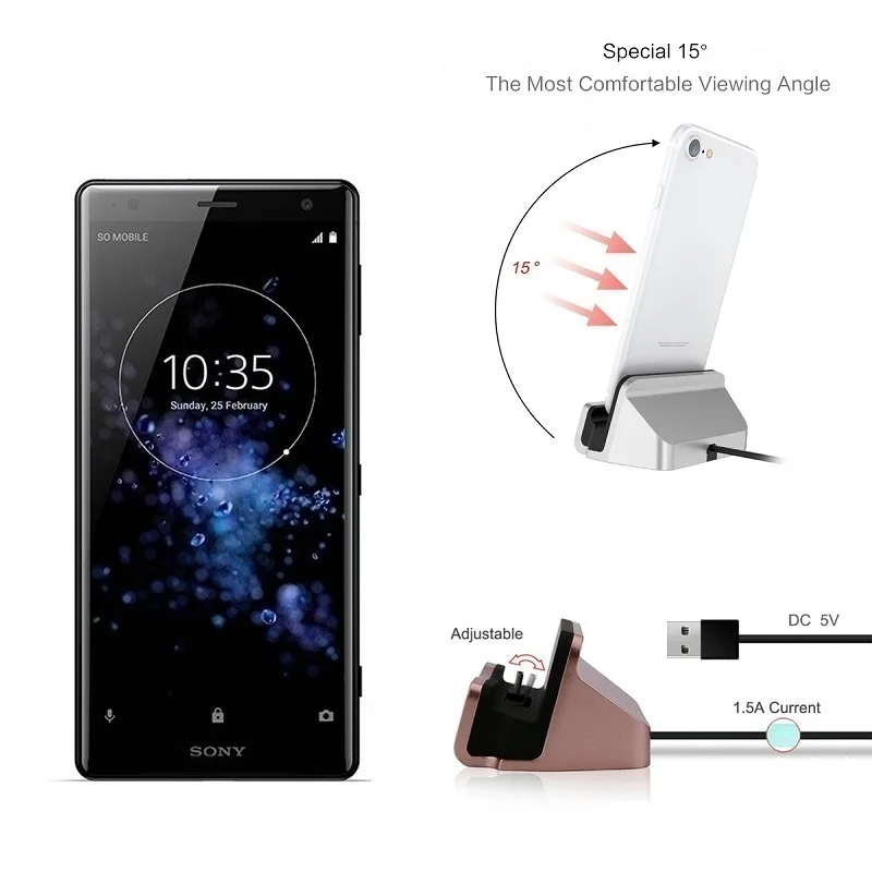 Dock Station Micro USB Type C Charger For Sony Xperia XZ2 XZ1 Compact XZ XA XA1 XA2 Ultra Docking | Мобильные телефоны и