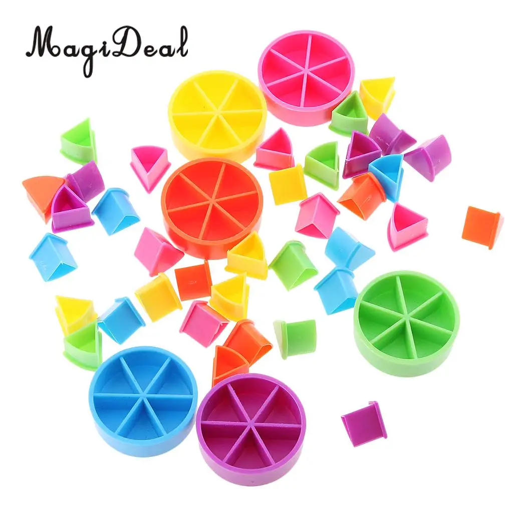 MagiDeal 42Pcs Trivial Pursuit Game Pieces Pie Wedges for Math Fractions Home Classroom School Arts Crafts Educational Tool Gift