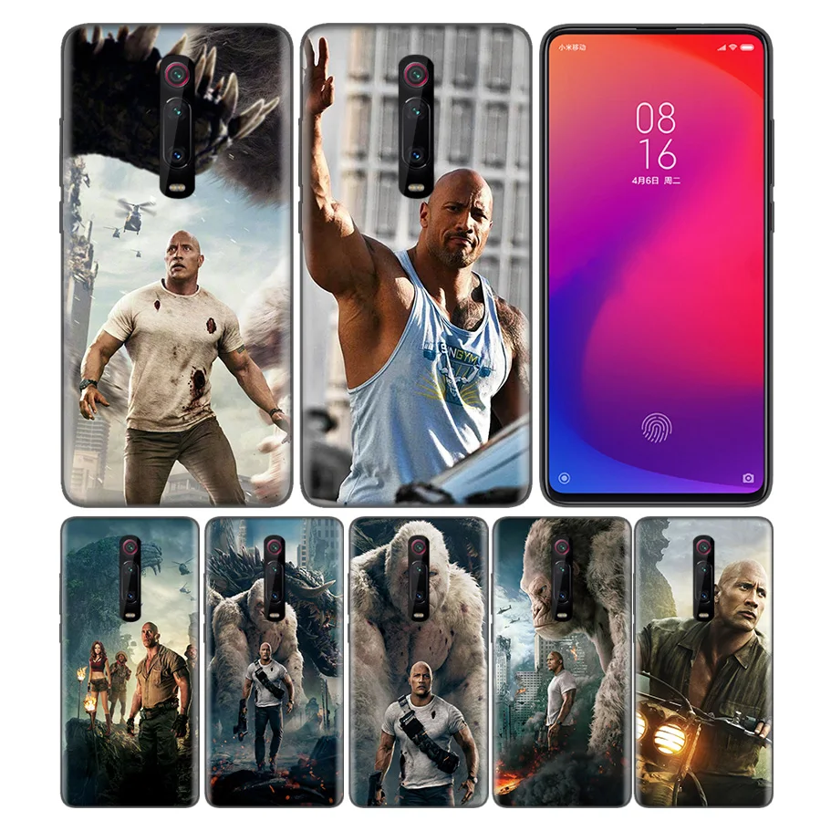 

Phone Pattern Black Rubber Soft Silicone Case Bag Cover for Redmi 7A Note 7 6 7S Y3 K20 Pro Core Shell Rampage Dwayne Johnson