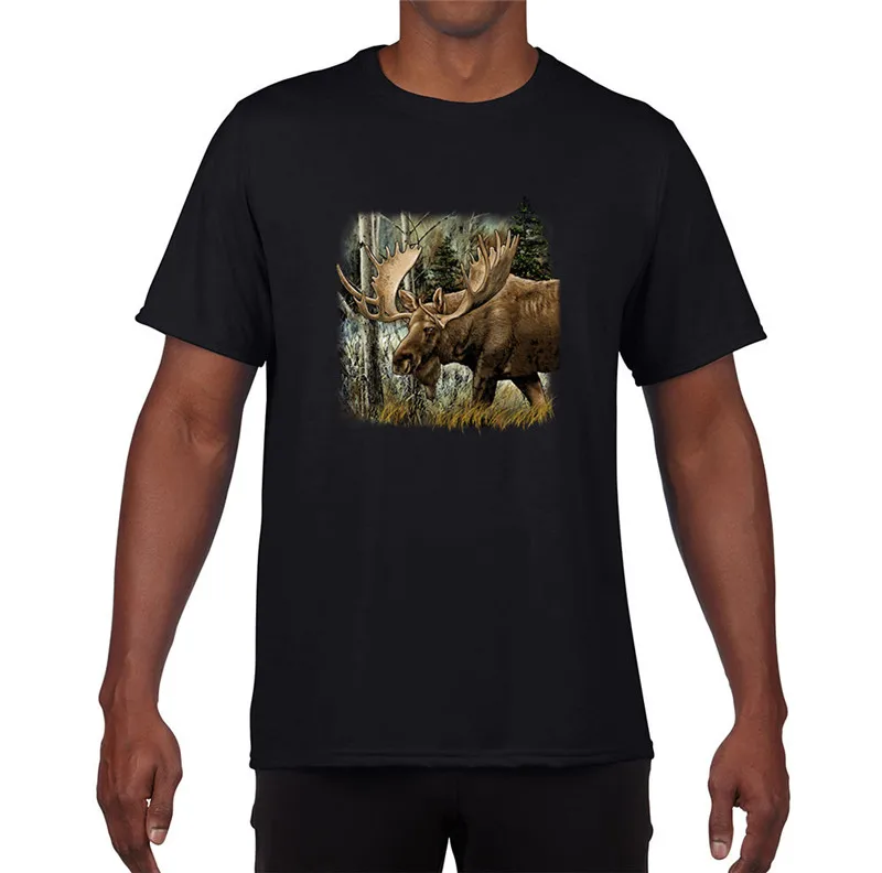

Printed Pure Cotton'S Men'S Short Elk Grazing Woods Crew Neck Fashion 2018 Tee Shirts