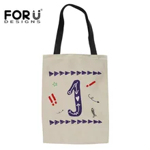 FORUDESIGNS/смешной Алфавит печатных льняной мешок для покупок ретро для женщин сумки на плечо для овощей Фрукты 3D пляжная сумка