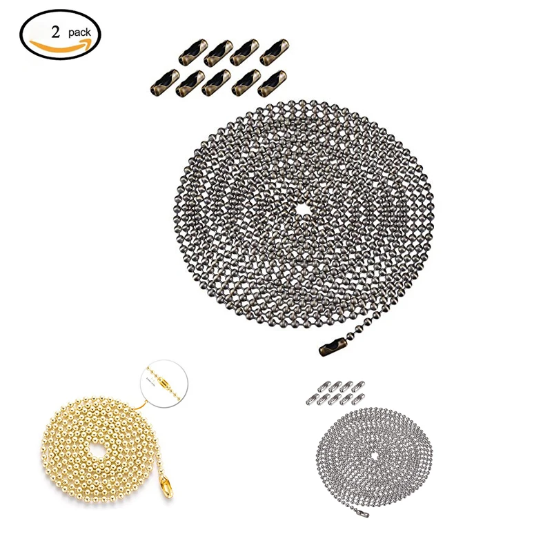 

6M Beaded Pull Chain Extension With 5 Connector Beaded Roller Chain Connectors Bronze Hanging Lighting Chain Accessories