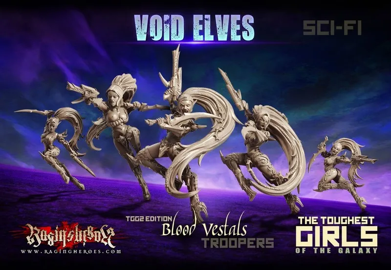 

[Loong Way Miniatures] Raging Heroes Blood Vestals - Troopers (SF) 35mm Resin Miniature