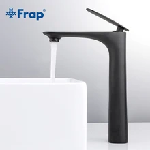 Frap Zwart Messing Wastafel Kraan Enkel Handvat Waterval Wastafel Mengkraan Hot & Cold Badkamer Kranen Wastafel Waterval Kraan Y10043