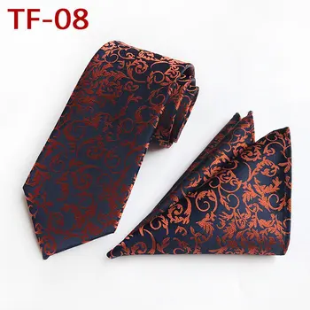 

8cm Luxury Silk Necktie Set Designer's Floral Tie with Pocket Square to Match Uniform