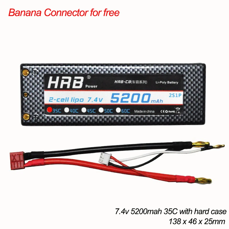 HRB 2S 7.4V 5200mAh 35C Hardcase Lipo