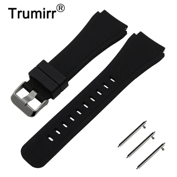 

22mm Quick Release Silicone Rubber Watch Band for Ticwatch Pro / 1 46mm Watchband Stainless Steel Buckle Strap Wrist Bracelet