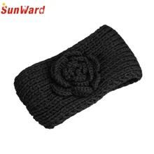 SunWard Good Deal 100% New Brand Knitting Crochet Camellia Flowers Hair Hoop Headband Hairband Black 1pc