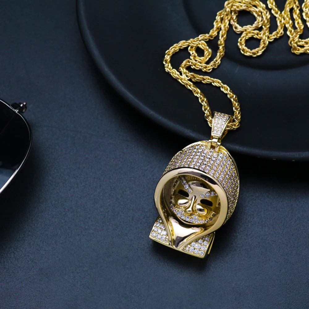Позолоченная Золотая накидка с кубическим цирконием ААА, подвеска в виде Марио, ожерелье для мужчин, хип-хоп рэппер, ювелирные изделия, Прямая поставка