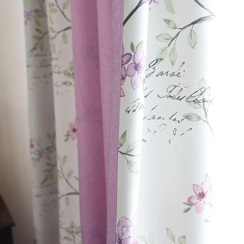 

Simple Korean Style Curtain for Living Room Cotton and Linen Printing Window Girl Curtain Curtains for Bedroom Pink Window Yarn