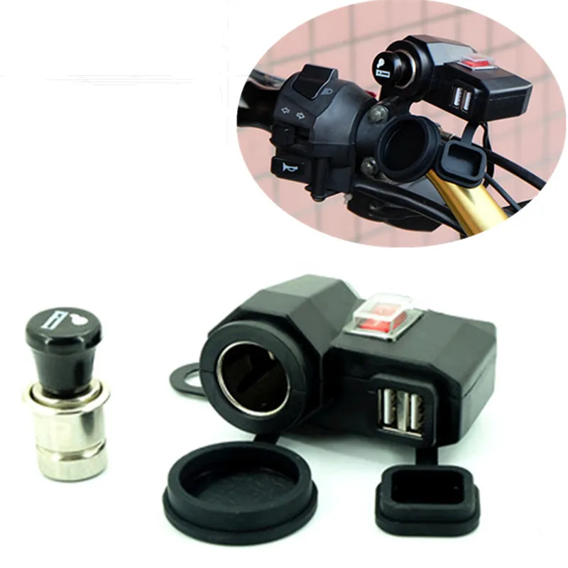Waterproof 12V/24V Motorcycle Dual USB Socket Charger Power Adapter